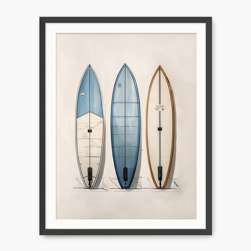 Surfboard Wall Art Sketch - Sage and Rose Prints