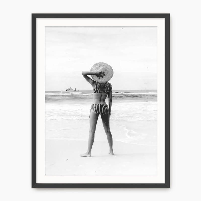 Woman On the Beach Retro Photo No1 - Sage and Rose Prints