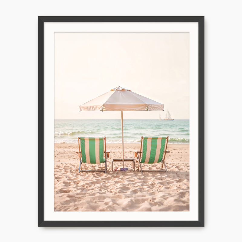 Sepia Pastel Beach Chairs - Sage and Rose Prints