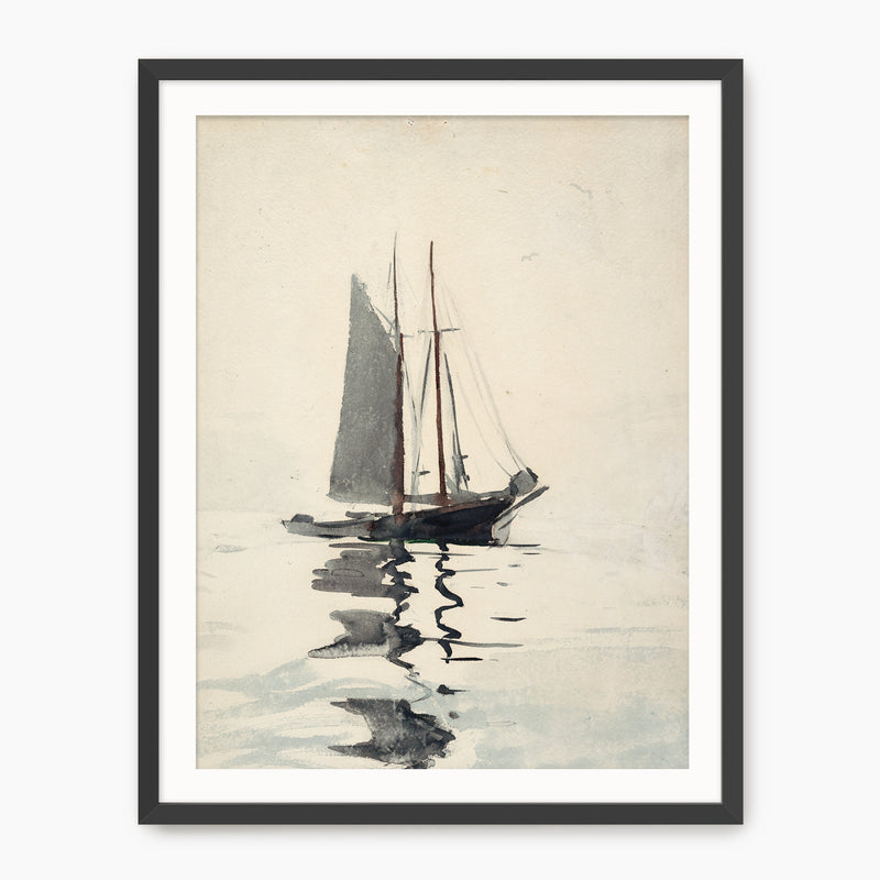 Neutral Sailboat Watercolor Print - Sage and Rose Prints