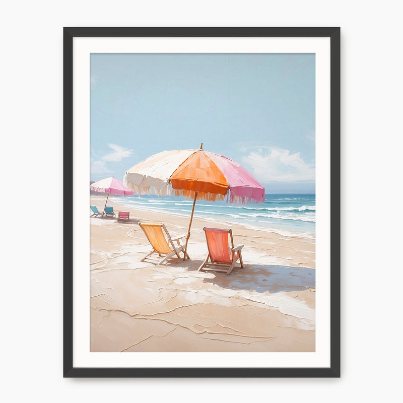 Peaceful Beach Umbrellas Watercolor Print - Sage and Rose Prints