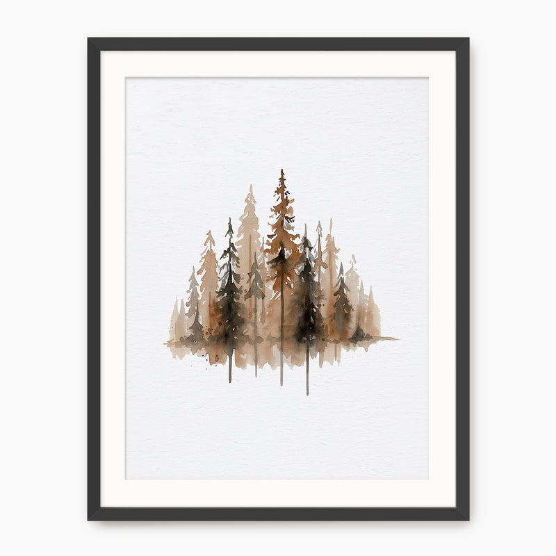 Earth Tone Trees Watercolor Painting - Sage and Rose Prints
