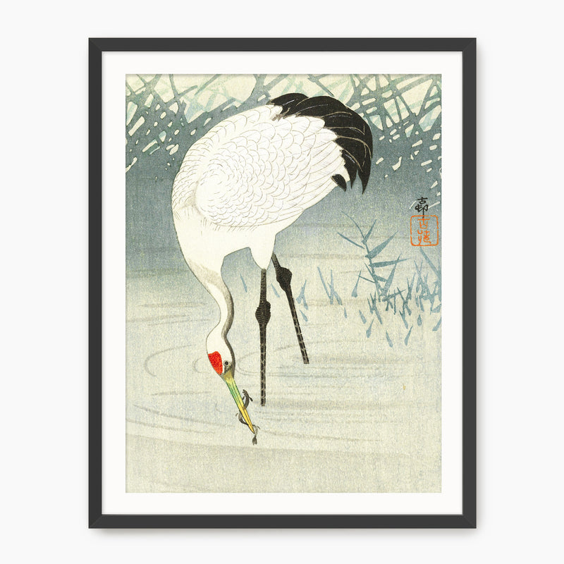 Wabi Sabi Crane in Shade of Green - Sage and Rose Prints