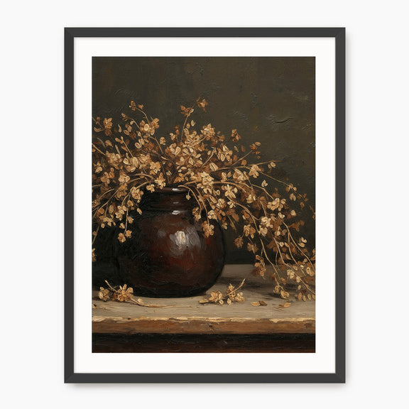 Vintage Still Life with Dried Grass Bouquet - Sage and Rose Prints