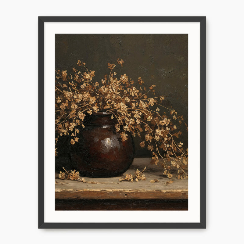 Vintage Still Life with Dried Grass Bouquet - Sage and Rose Prints