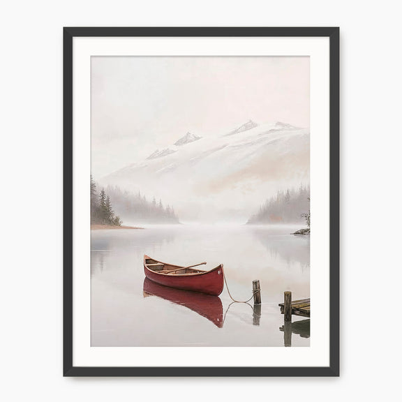 Canoe on a Misty Lake Watercolor Print - Sage and Rose Prints