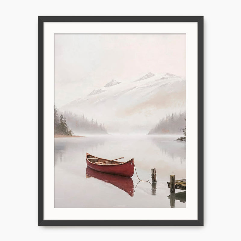 Canoe on a Misty Lake Watercolor Print - Sage and Rose Prints