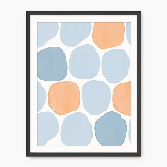 Steel Blue and Light Orange Art Print - Sage and Rose Prints