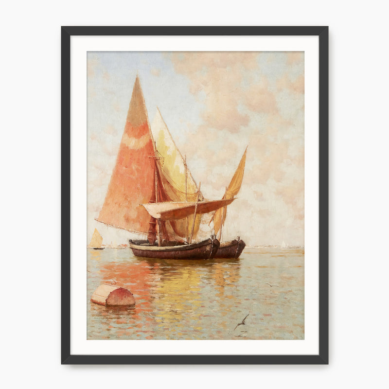 Vintage Amber Sailboat Print - Sage and Rose Prints