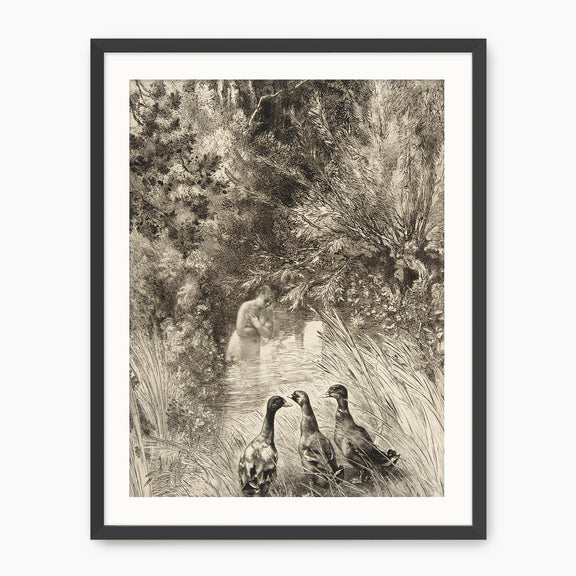 Vintage Trio of Ducks Drawing - Sage and Rose Prints