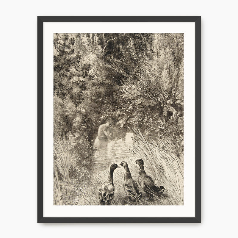 Vintage Trio of Ducks Drawing - Sage and Rose Prints