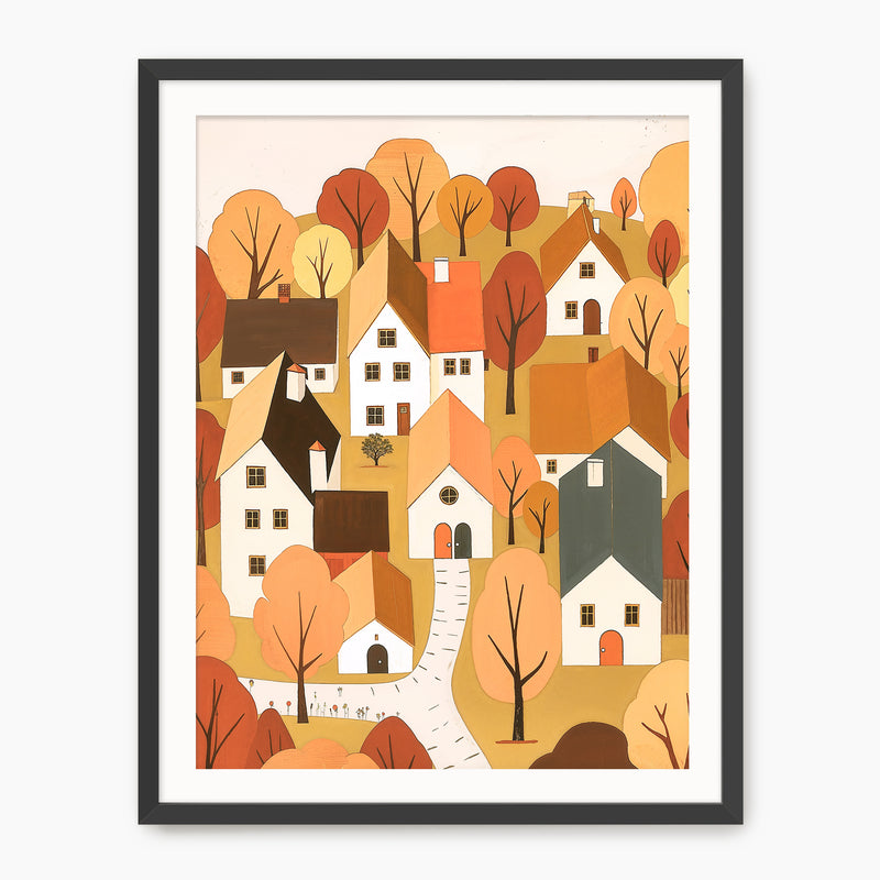 Whimsical Village Fall Art Print - Sage and Rose Prints
