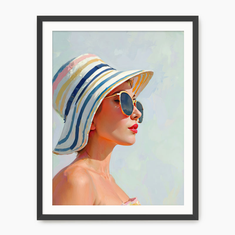 Woman in a Summer Sun Hat - Sage and Rose Prints