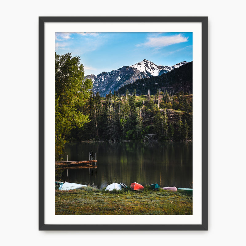 Canoes on the Lake Mountain Photography - Sage and Rose Prints