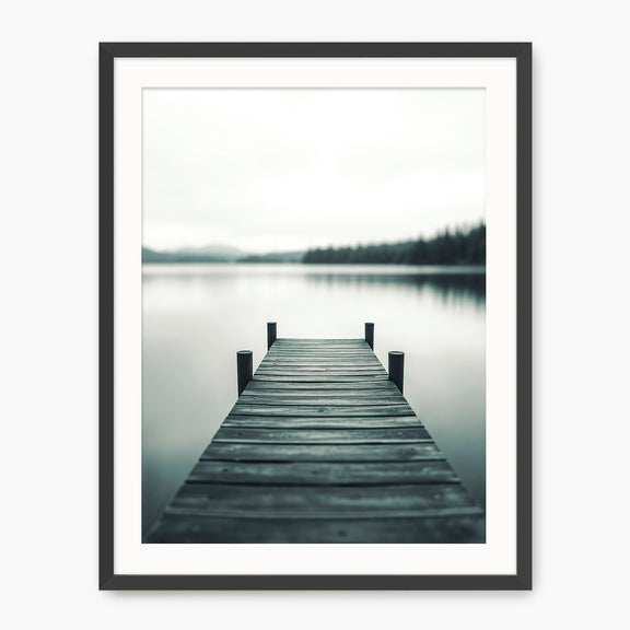 Black and White Moody Lake Photo - Sage and Rose Prints