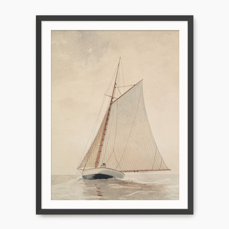 Vintage Beige Sailboat Print - Sage and Rose Prints