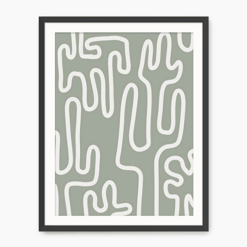 Abstract Cactus Line Art Print - Sage and Rose Prints