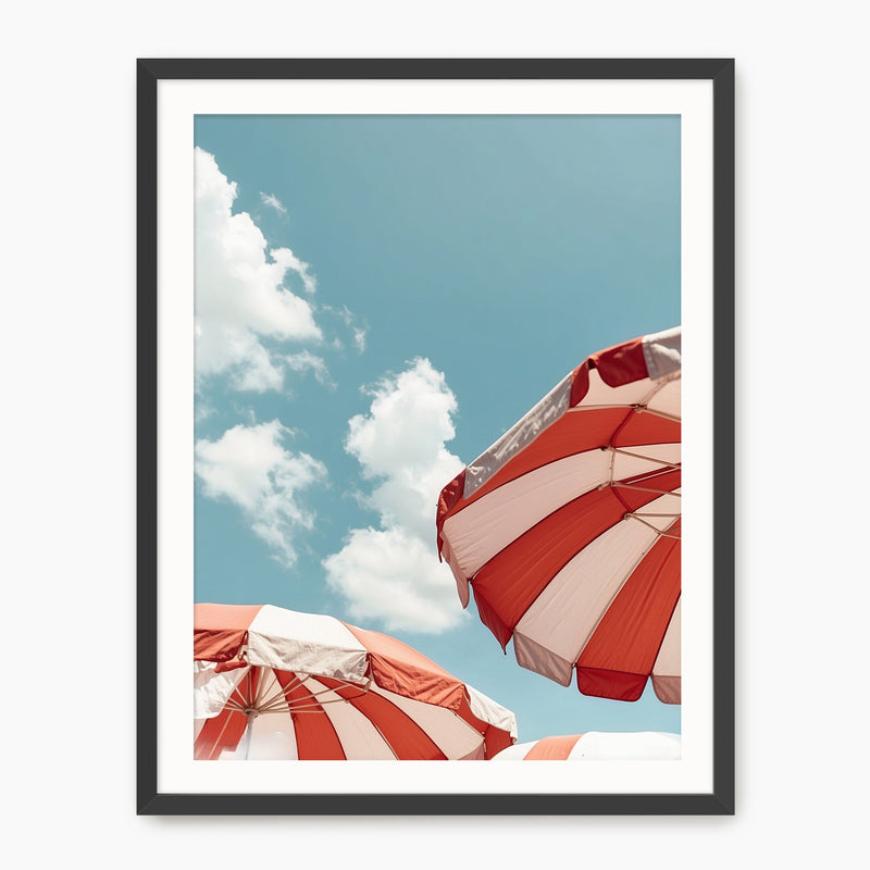 Red White and Blue Retro Beach Umbrellas - Sage and Rose Prints
