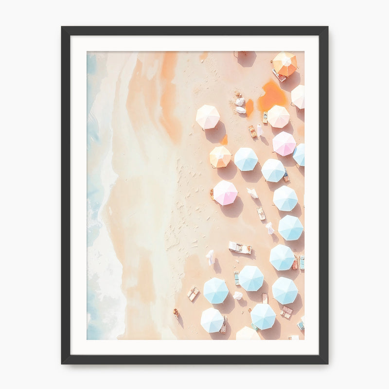 Pastel Beach Umbrellas from Above - Sage and Rose Prints