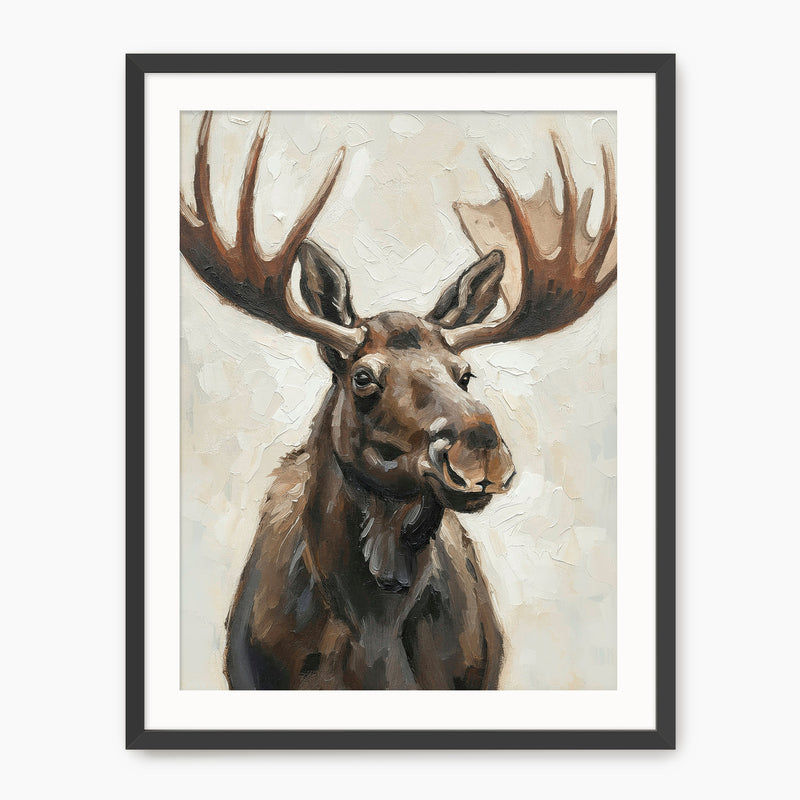 Impasto Moose Painting Print - Sage and Rose Prints
