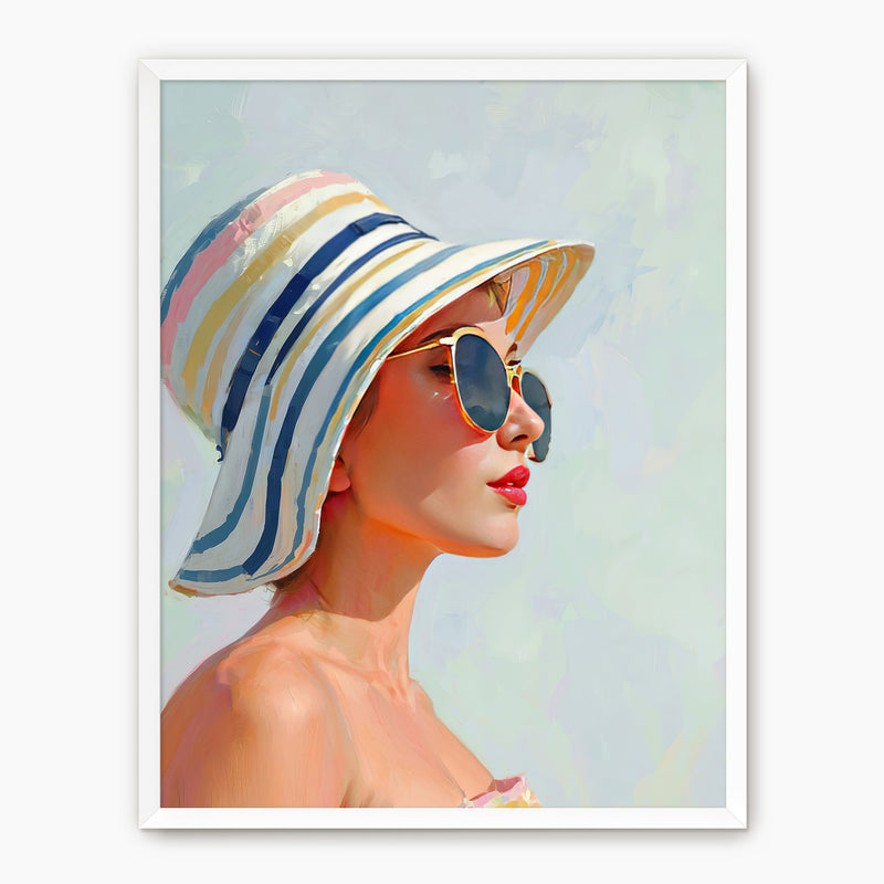 Woman in a Summer Sun Hat - Sage and Rose Prints