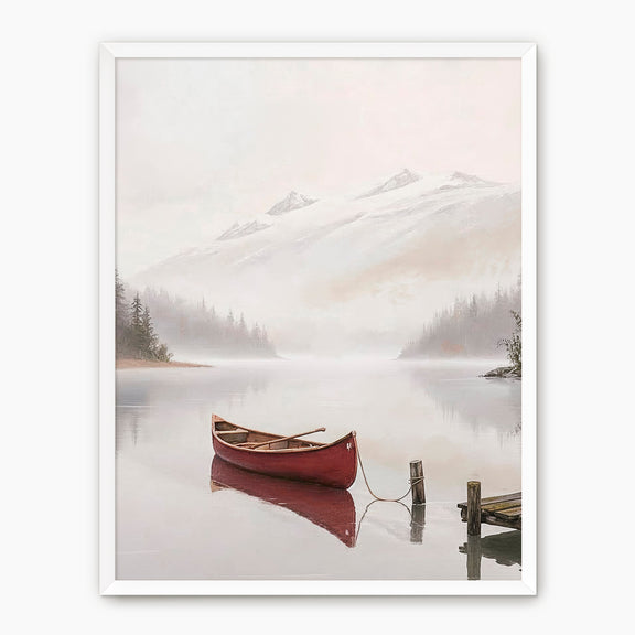 Canoe on a Misty Lake Watercolor Print - Sage and Rose Prints