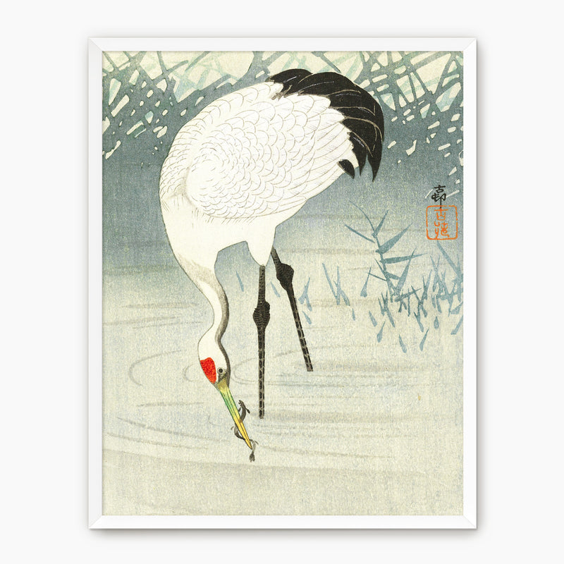 Wabi Sabi Crane in Shade of Green - Sage and Rose Prints
