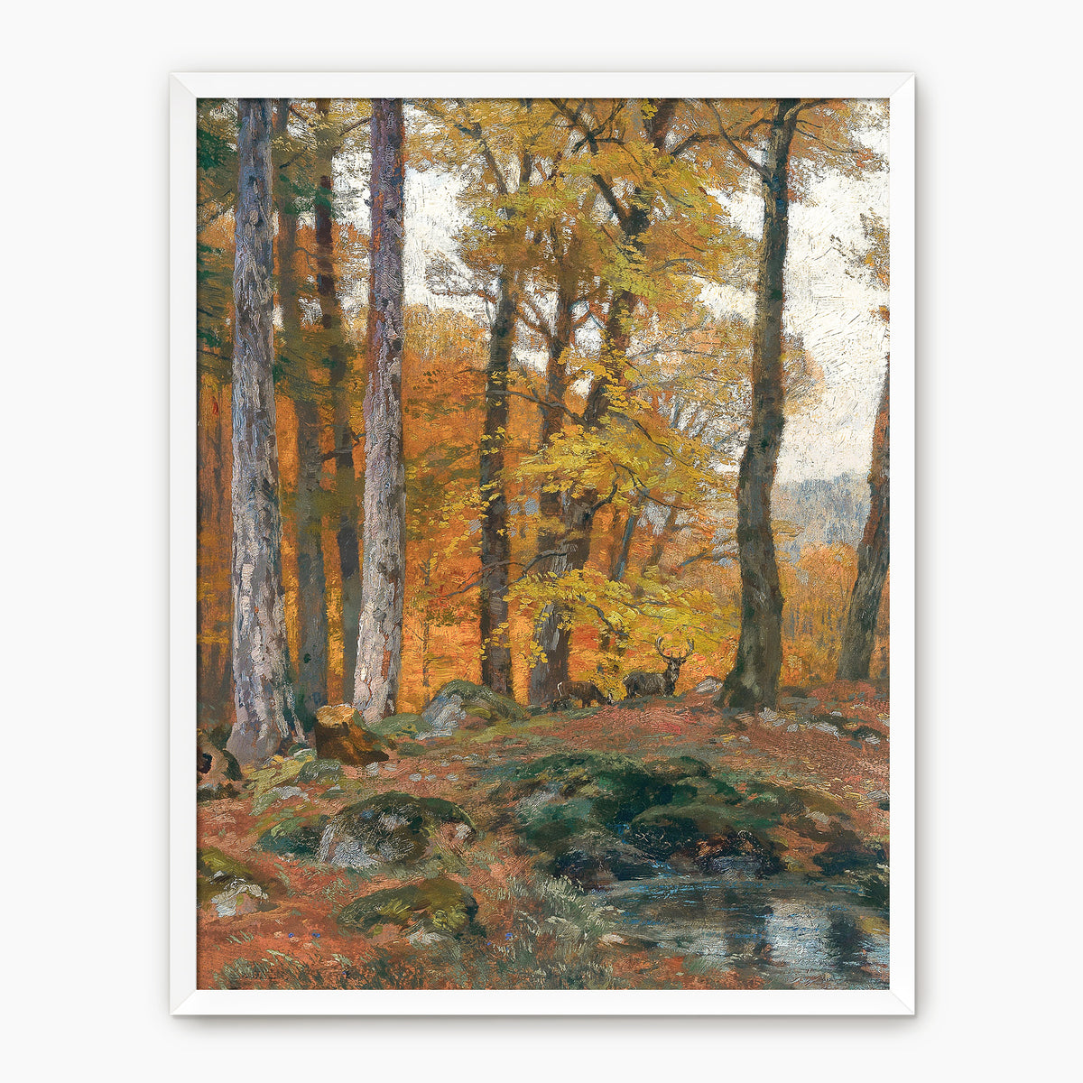 Forest Glade with Dear - Sage and Rose Prints