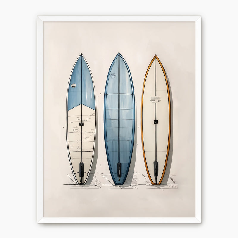 Surfboard Wall Art Sketch - Sage and Rose Prints