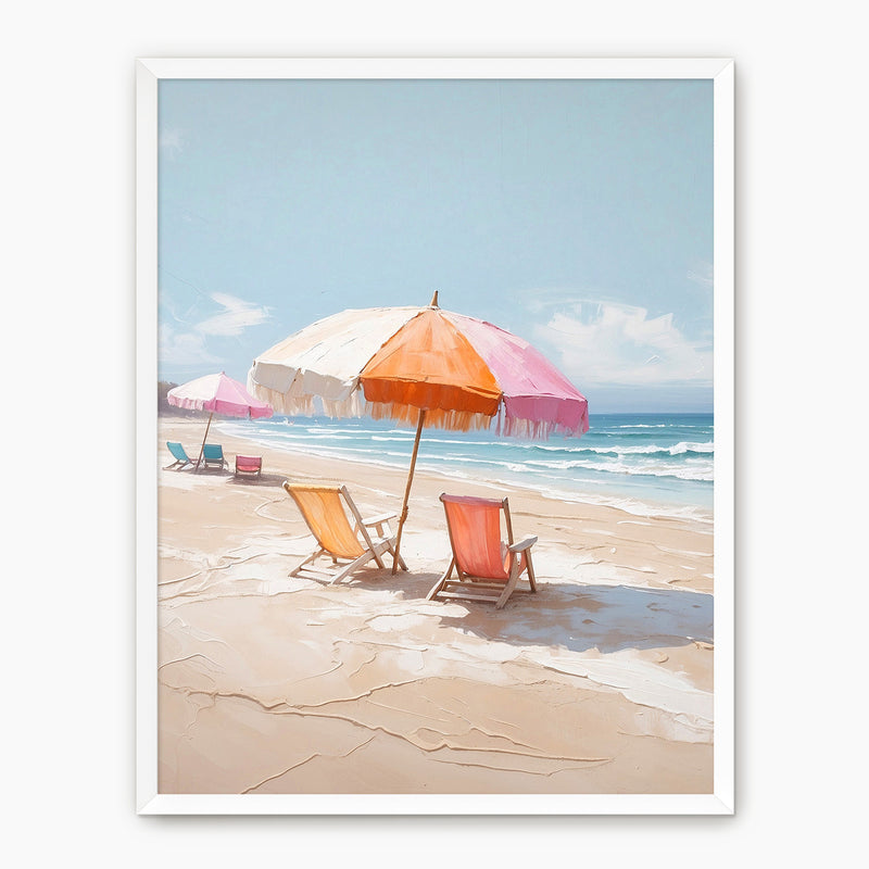 Peaceful Beach Umbrellas Watercolor Print - Sage and Rose Prints