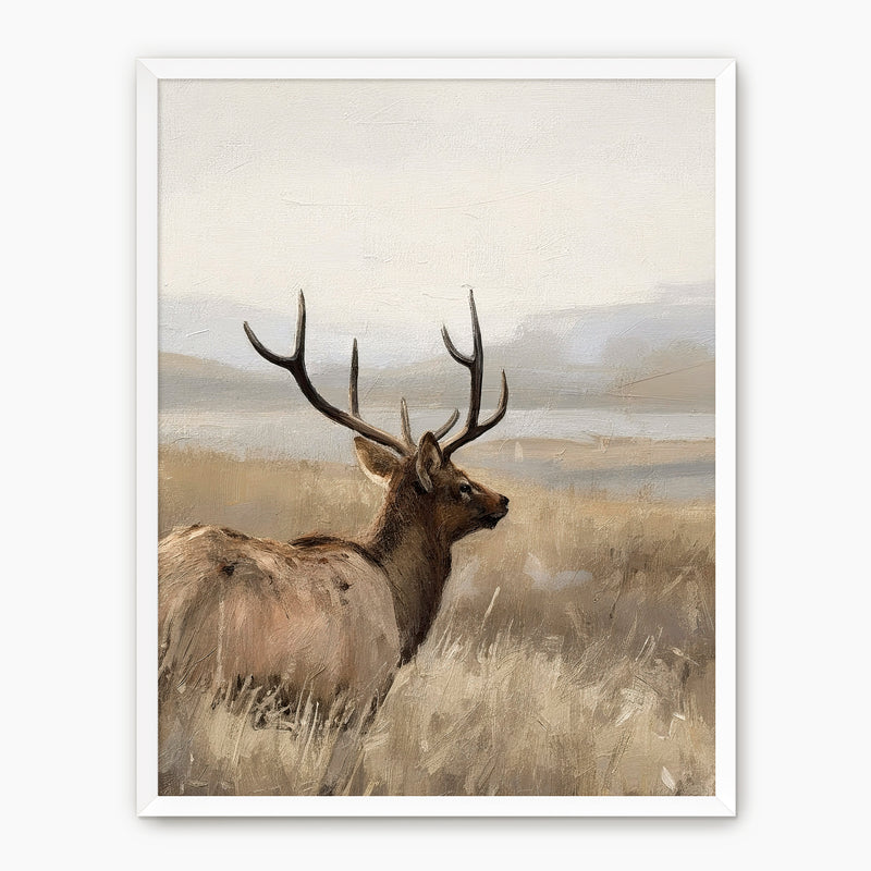 Deer in Tall Grasses Wildlife Painting - Sage and Rose Prints