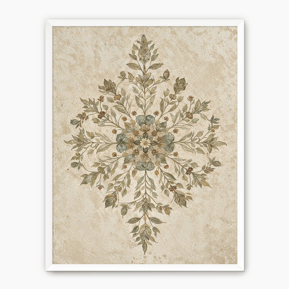 Geometric Flower Motif Watercolor - Sage and Rose Prints