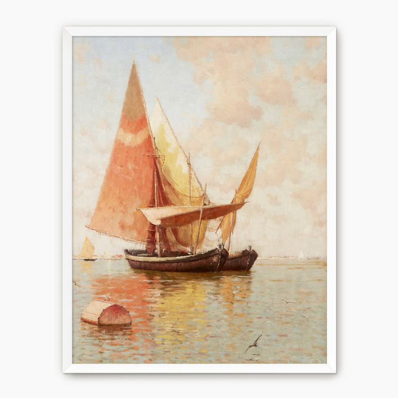Vintage Amber Sailboat Print - Sage and Rose Prints