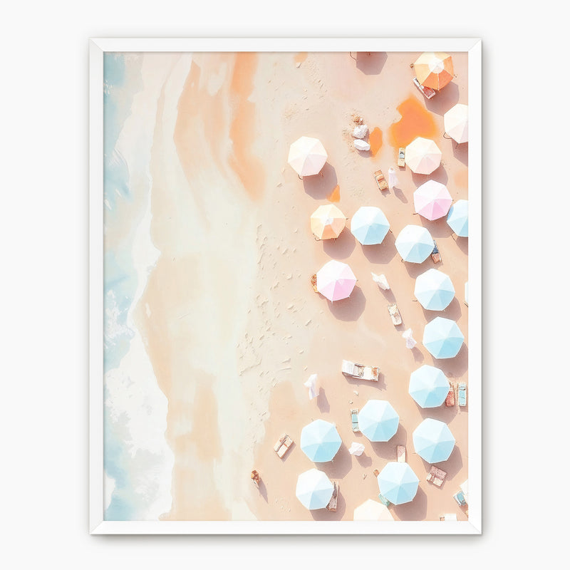Pastel Beach Umbrellas from Above - Sage and Rose Prints