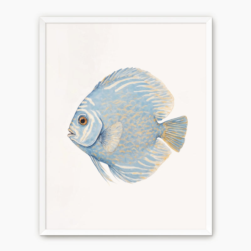 Sky Blue Coastal Fish Swimming Left - Sage and Rose Prints