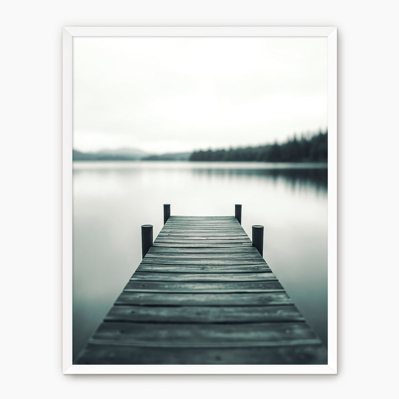 Black and White Moody Lake Photo - Sage and Rose Prints