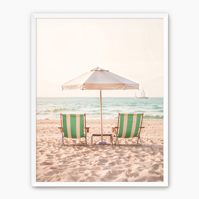 Sepia Pastel Beach Chairs - Sage and Rose Prints