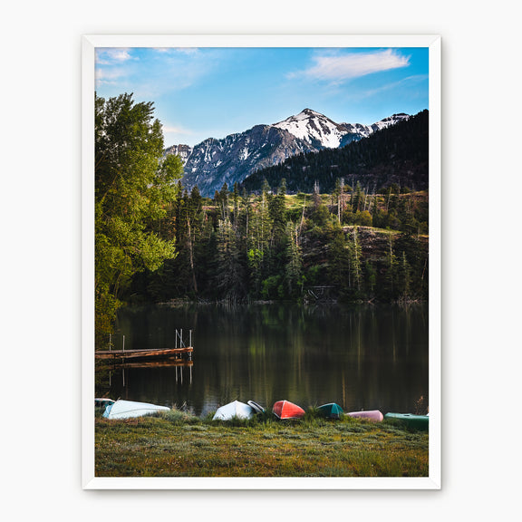 Canoes on the Lake Mountain Photography - Sage and Rose Prints