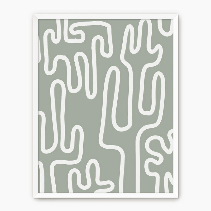 Abstract Cactus Line Art Print - Sage and Rose Prints