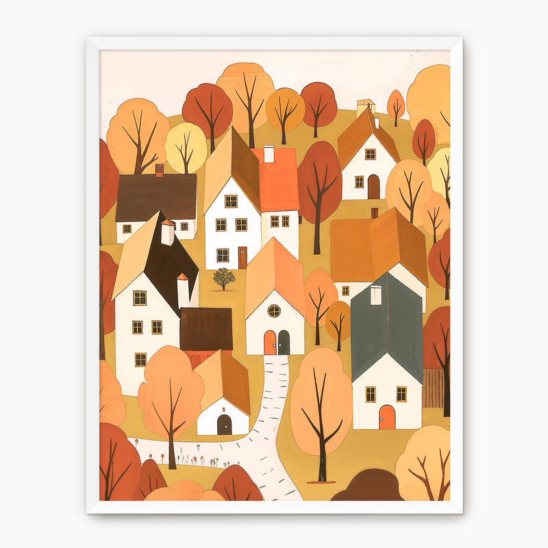 Whimsical Village Fall Art Print - Sage and Rose Prints