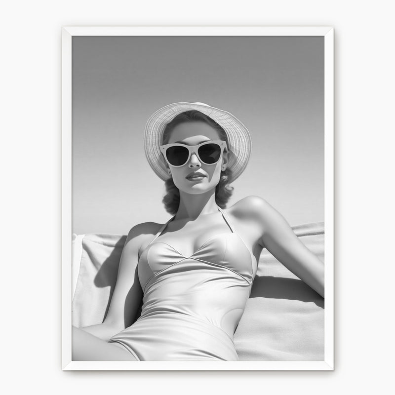 Black and White Beach Babe Photo No1 - Sage and Rose Prints