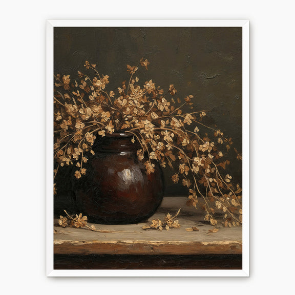 Vintage Still Life with Dried Grass Bouquet - Sage and Rose Prints