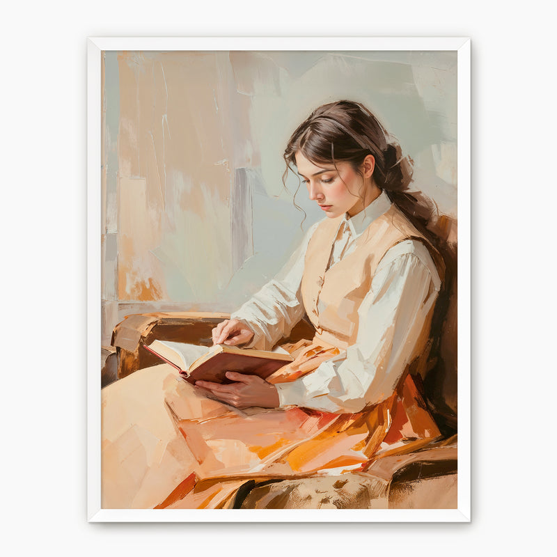 Victorian Woman Reading Fall Print - Sage and Rose Prints