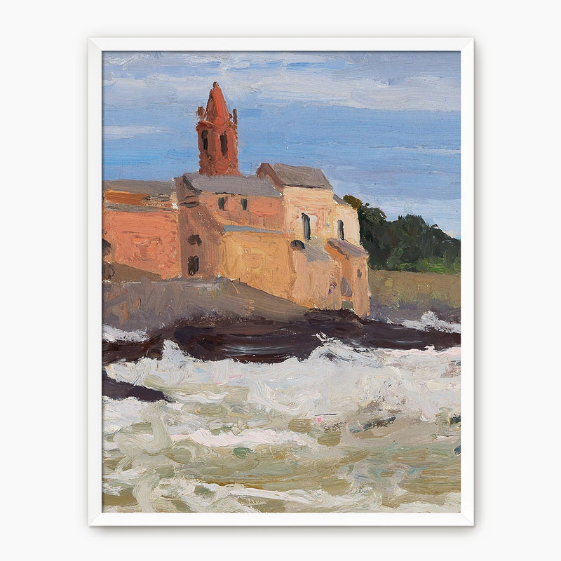 Post Impressionist Coastal Village Print - Sage and Rose Prints