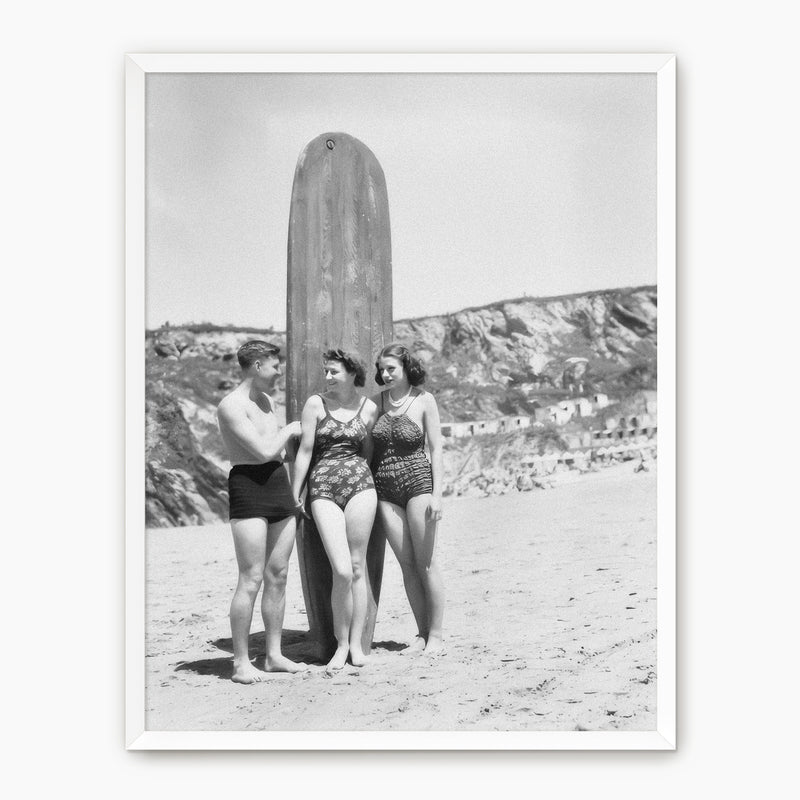 Surfboard on the Beach Old Photo - Sage and Rose Prints
