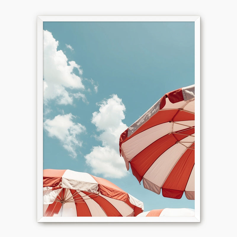 Red White and Blue Retro Beach Umbrellas - Sage and Rose Prints
