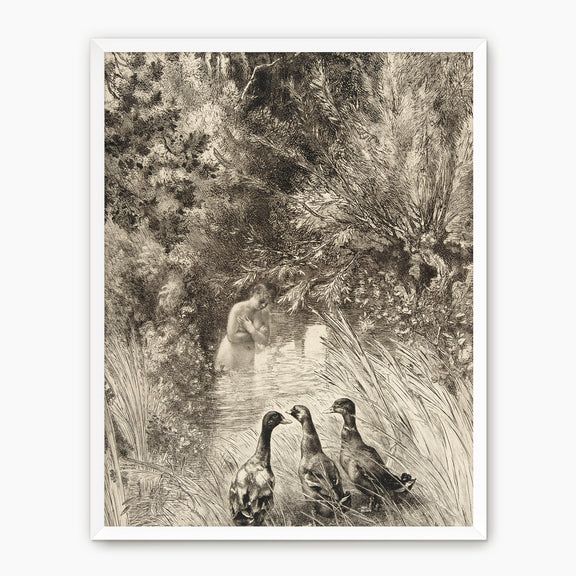Vintage Trio of Ducks Drawing - Sage and Rose Prints