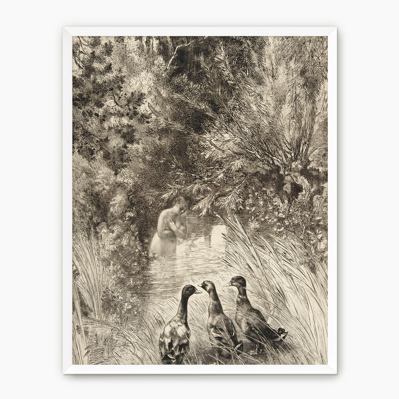 Vintage Trio of Ducks Drawing - Sage and Rose Prints