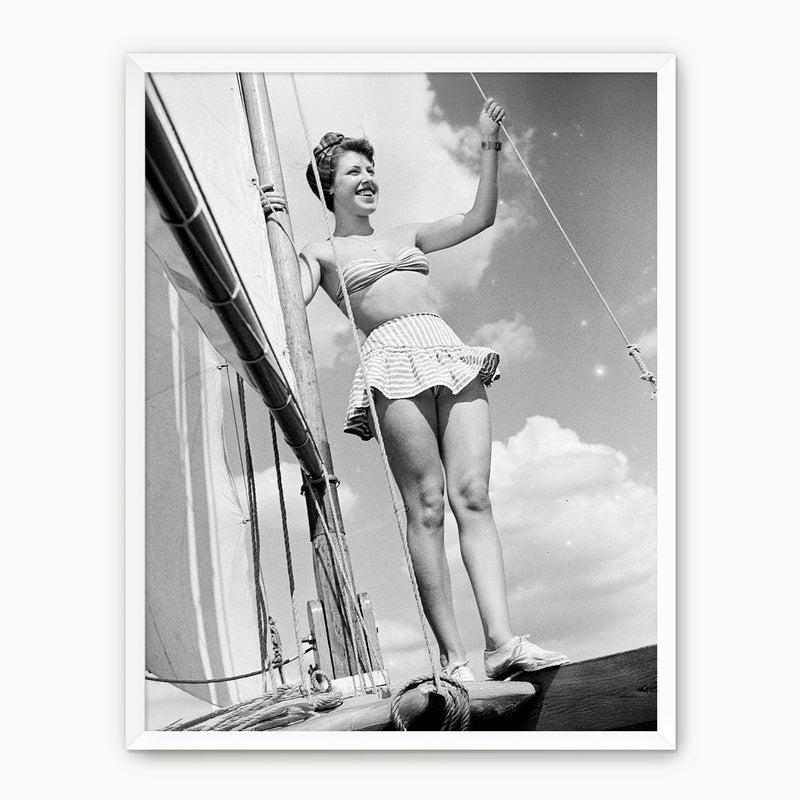 Woman on a Sailboat Old Photo - Sage and Rose Prints