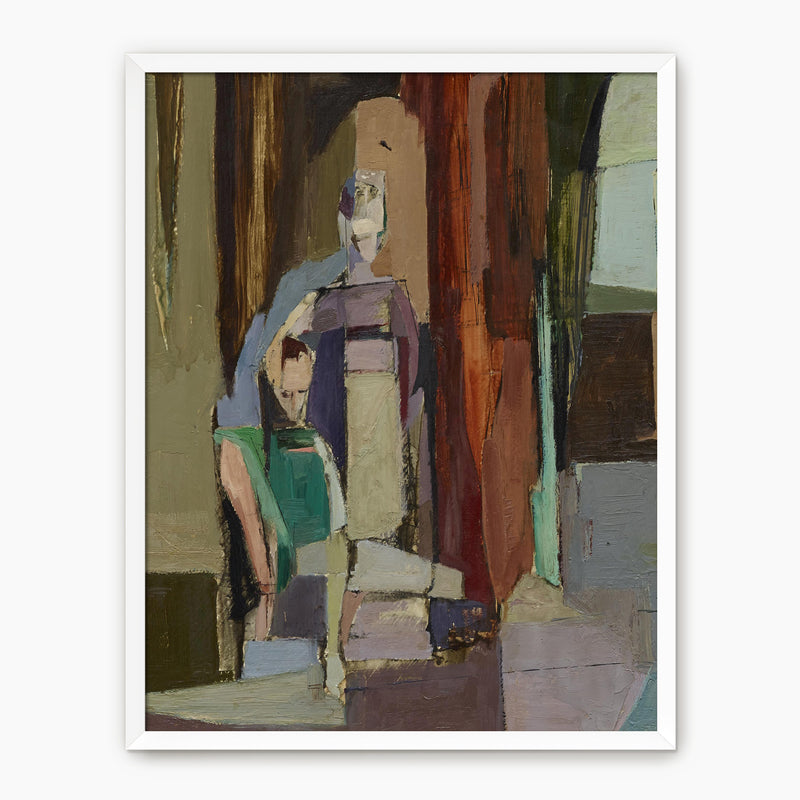 Moody Cubist Portrait No2 - Sage and Rose Prints